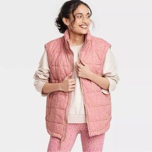 Women's Pink Quilted Puffer Vest